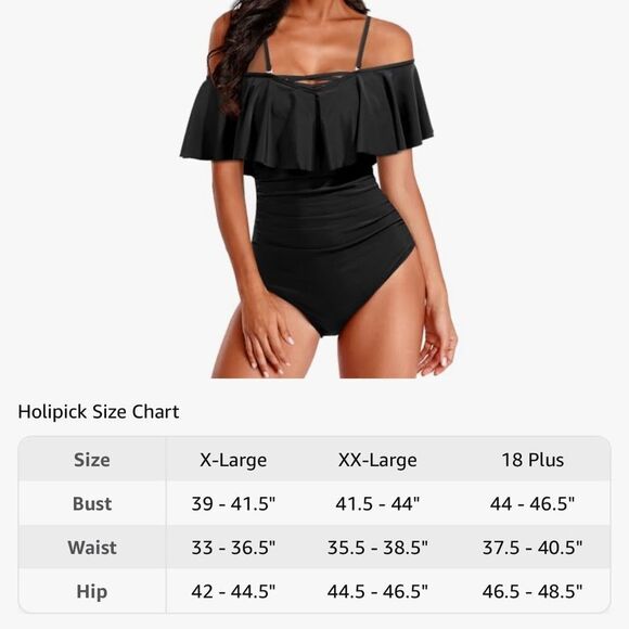 Holipick Women Off‎ Shoulder One Piece Swimsuits Tummy Control Bathing Suits NEW - Picture 5 of 6
